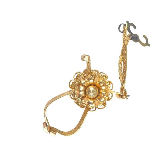 Vintage Scarf Glove Clip Gold-Tone Adjustable Intricate Detailing & Textured Des - Picture 3 of 6